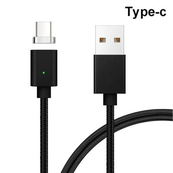 2.4A Nylon Magnetic Fast Charging Cable Data Cable Type-C Micro USB(Black for Type C)