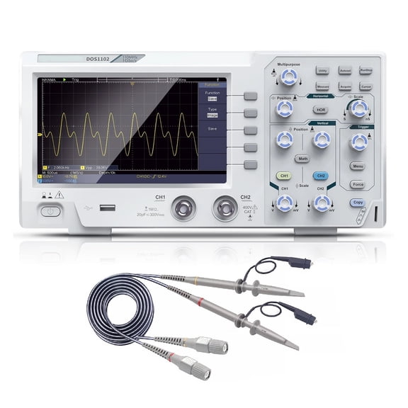2 4CH 110MHz 1GSa/s 5mV/DiV 7-in Portable Digital Storage Oscilloscope