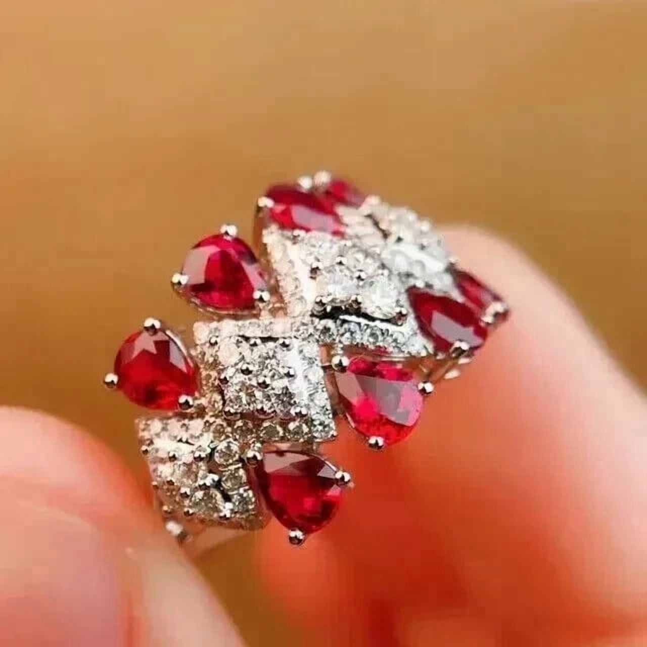 2.4Ct Pear Simulated Pink Ruby Women's Ring 14k White Gold Plated ...