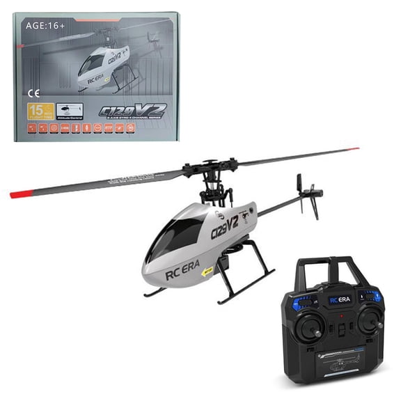 2.4G 4CH RC Stunt Helicopter Military Aircraft Model, 6-Axis Gyro Stable Flight Remote Control Helicopter with Altitude Hold, Collectible Gift for Adults (RTF/Silver)