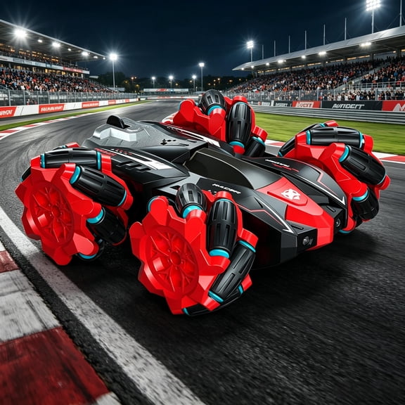 2.4G 4WD Double Sided RC Stunt Car with LED Lights & Music, Omni-Directional 360 Spin Side Drift Off-Road Vehicle, USB Rechargeable All Terrain Remote Control Toy Gift for Boys Girls Ages 4+