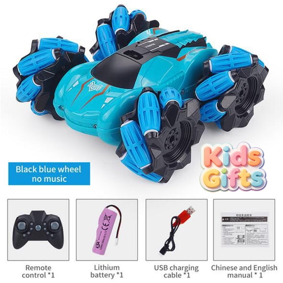 2.4G 4WD RC Lateral Drift Stunt Car, Double Sided 360° Transformable Remote Control Truck with LED Lights & Music, All-Terrain Shockproof Off-Road Hobby Toy, Kids Boys Girls Christmas Birthday Gift