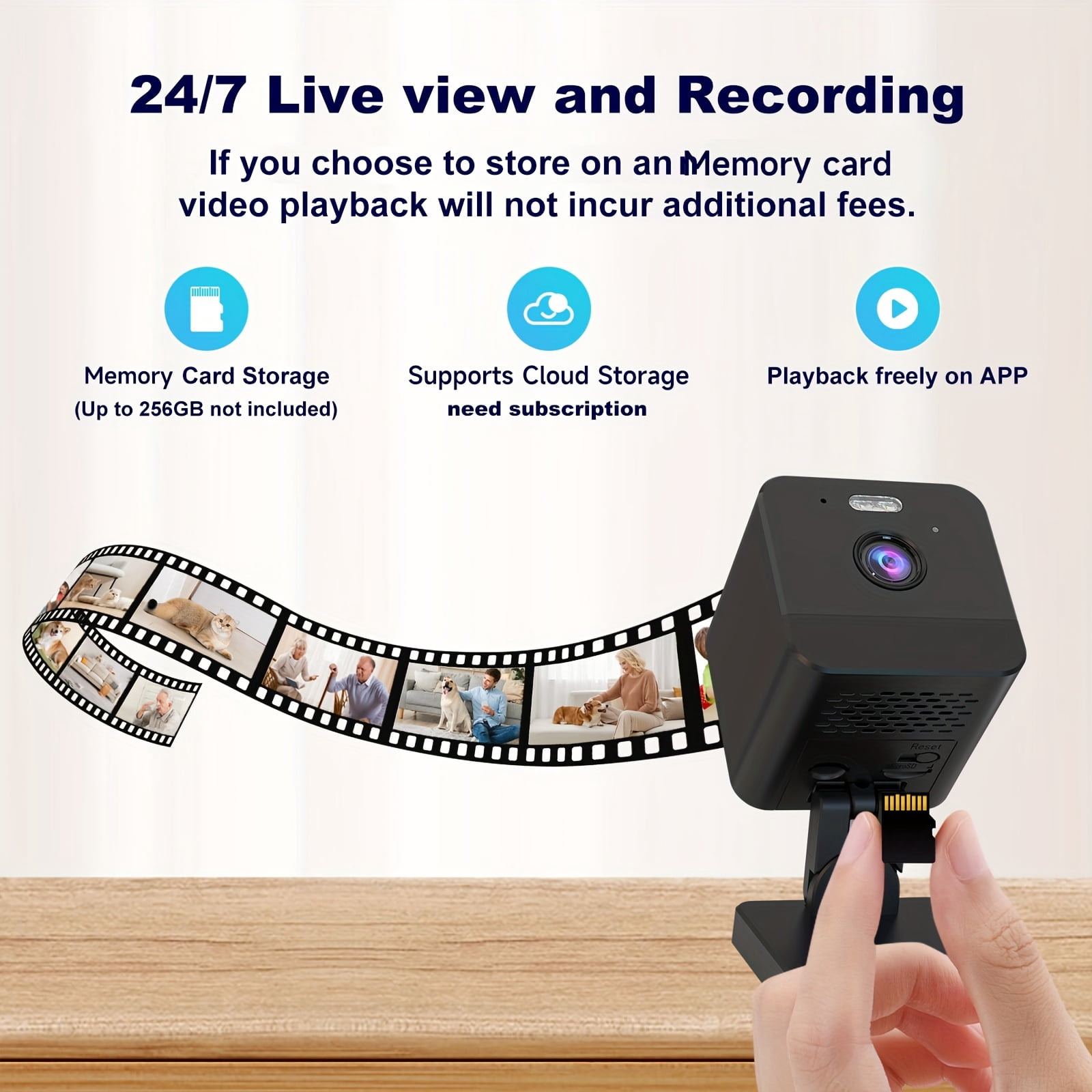 2.4G/5G WiFi Security Camera, Indoor Home/Baby/Pet Monitor, Full Color Night Vision, Motion Detection, 2-Way Audio & Siren, Cloud/SD Card, Smartphone App, USB Powered