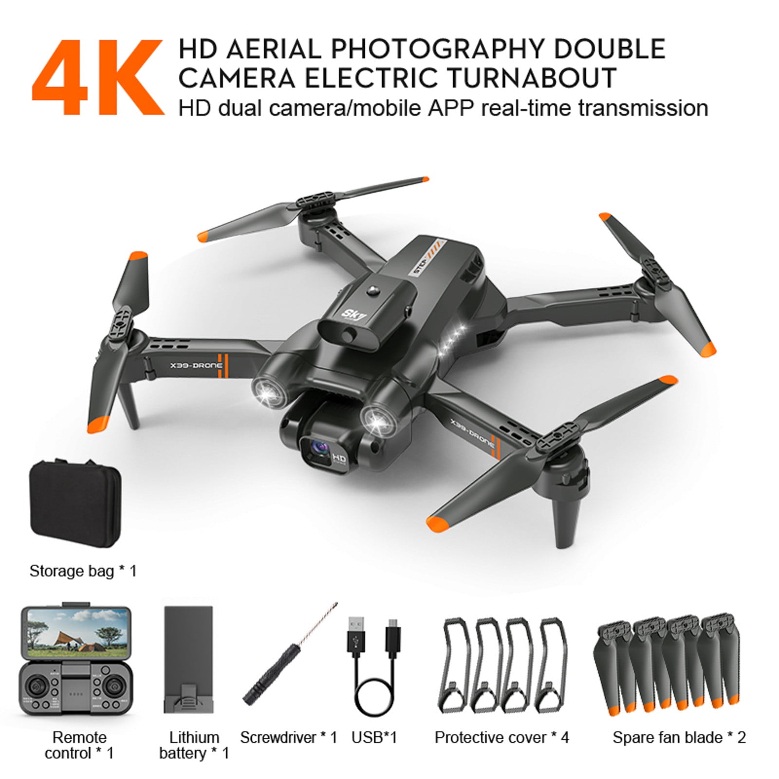 2.4G Brushless Folding UAV With Dual Lens WIFI Aerial Camera Small Size