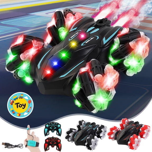 2.4G Gesture Sensing RC Stunt Drift Car, Double Sided Driving Toy Vehicle with Dual Spray Device, Colorful Lights & Music, Remote Control Automobile, Boys Girls Birthday Gifts for Indoor Outdoor Play
