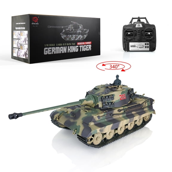 2.4G Henglong 1/16 Scale 7.0 Plastic German King Tiger RTR RC Tank Model 3888A