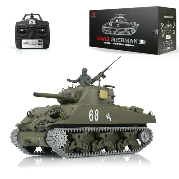 2.4G Henglong 1/16 Scale 7.0 Upgraded M4A3 Sherman RTR RC Tank 3898 Metal Tracks