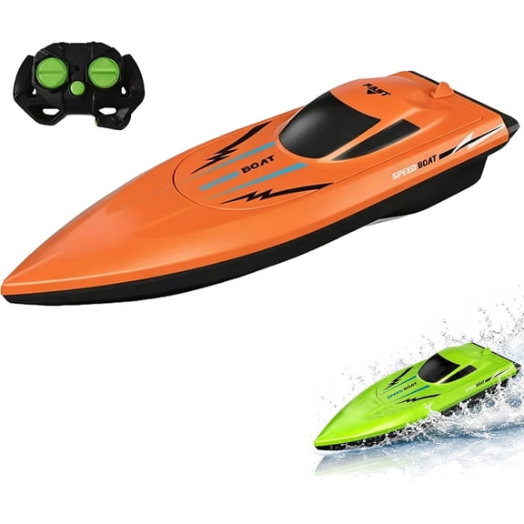 2.4G High-Speed RC Boat with Dual Motors, Fast Remote Control Boats for Pools and Lakes, Self-Righting Capsize Recovery & Low Battery Alarm, Waterproof Racing Boat Toy for Summer Fun (Orange)