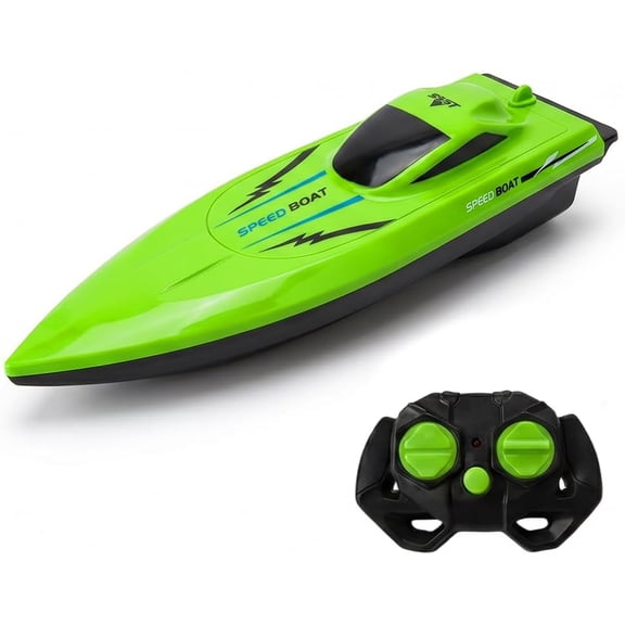 2.4G High-Speed RC Boat with Dual Motors, High Speed Remote Control Racing Boat, Waterproof Electric Fast Speed Boat, for Lakes & Pools & Salt Water (Green)