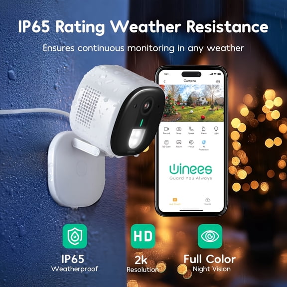 2.4G Indoor Camera with Speaker, 2K Wi-Fi Outdoor Security Camera, Mini Vlogging Cam with 2-Way Audio, Night Vision, AI Detection, Cloud/SD Storage