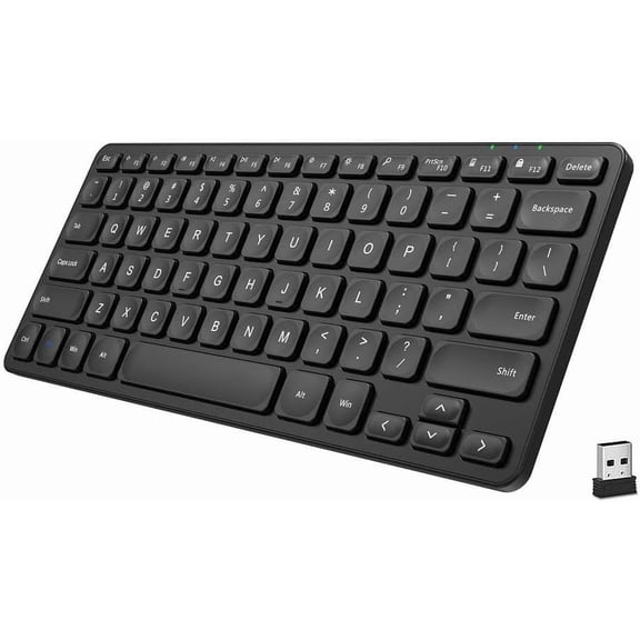 2.4G Keyboard Slim and Compact Keyboard with Media Hotkeys for Computer/Desktop/PC/Laptop/Surface/ TV and 10/8/ 7 Built-in