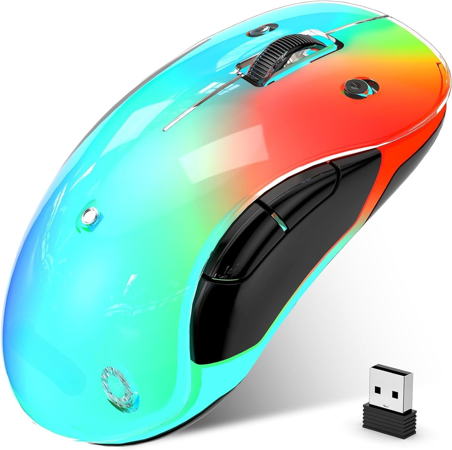 2.4G LED Wireless Mouse, Rechargeable Ergonomic Mouse with Detachable ...