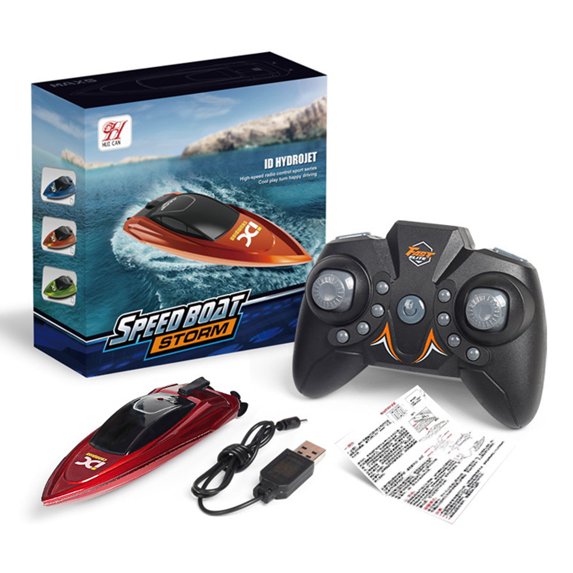 2.4G Mini Remote Control Speedboat, Rechargeable RC Racing Yacht Toy, Water Induction RC Boat with 2 Speed Modes, Bathtub Pool Toy Gift for Boys,Red
