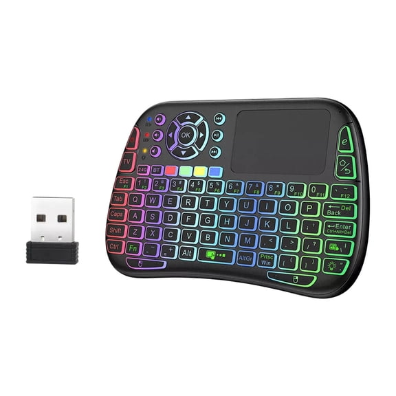 2.4G Mini Wireless Keyboard Rechargeable with RGB Backlight Touchpad for TV Box PC Home Office