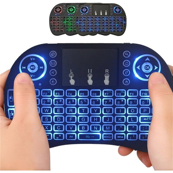 2.4G Mini Wireless Keyboard with Touchpad Mouse, Multi-BRG Backlight, USB Receiver Remote Control