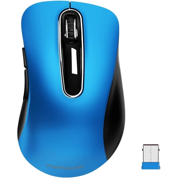 2.4G Portable Wireless Mouse, 1400 DPI Mobile Optical Cordless Mice with USB Receiver for Computer, Laptop, PC, Desktop, MacBook, 5 Buttons, Blue