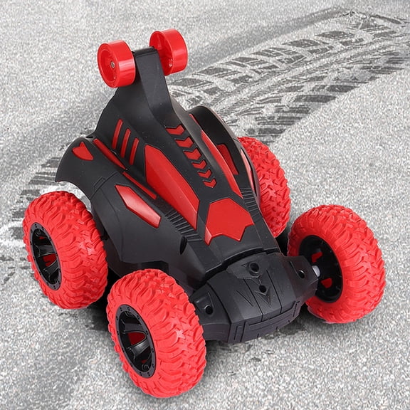 2.4G RC Double Sided Rolling Stunt Dump Truck, Rechargeable Off-Road Remote Control Vehicle with LED Lights & Music, Large Anti-Slip Rubber Tiers Toy Gift for Boys Girls Kids Indoor Outdoor Play