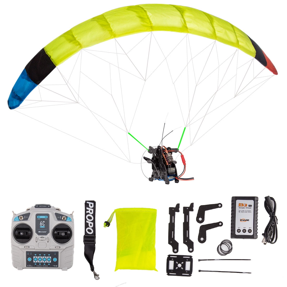 2.4G RC Electric Stunt Mini Paraglider, 100cm Wingspan High-Altitude Stunt Flight RC Airplane Model, Nylon Fabric Paraglider Cloth Colour is Random (RTF Version)