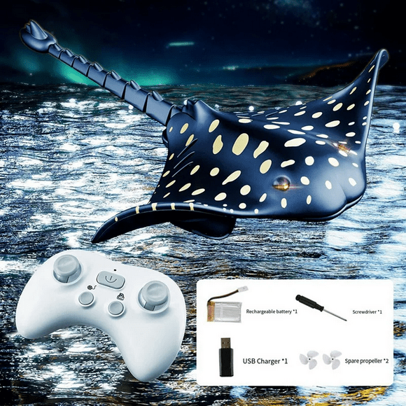 2.4G RC Toy for Kids, RC Fish For Pool RC Boat Pool Diving Toys, Remote Control Manta Ray Toy - High Simulation Devil Ray for Pool and Bathroom Fun, Water Toys For Swimming Pool, Kids Birthday Gifts