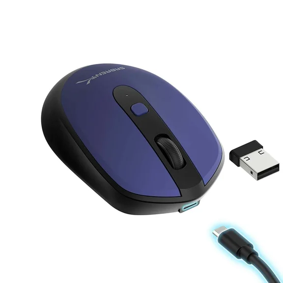 2.4G Rechargeable Wireless Mouse With 4 Keys Black+Blue