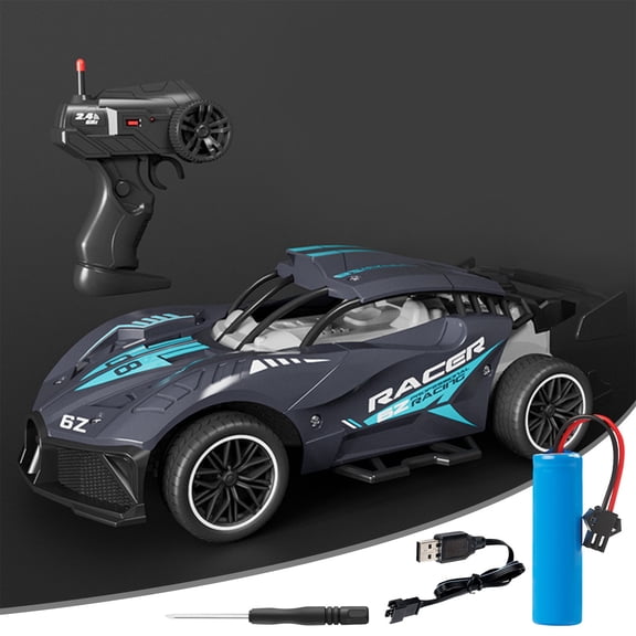 2.4G Remote Control Car, RC Racing Car, Drift Dedicated Tires for Indoor Outdoor, Rechargeable Battery and Crash-Resistant Plastic Body, Suitable for Kids Age 4-12, Blue Green Colors