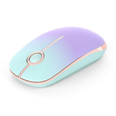 2.4G Slim Wireless Mouse with Nano Receiver, Less Noise, Portable Mobile Optical Mice for Notebook, PC, Laptop, Computer, MacBook MS001 (Mint Green to Purple)