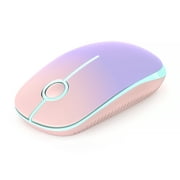 2.4G Slim Wireless Mouse with Nano Receiver, Less Noise, Portable Mobile Optical Mice for Notebook, PC, Laptop, Computer, MacBook MS001 (Pink to Purple)