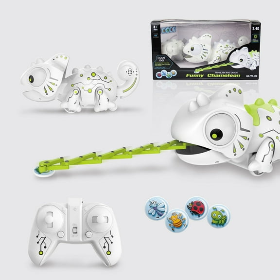 2.4G Smart Robotic Chameleon Remote Control Toy For Kids Electronic Pet With Color Changing Tail And Tongue Feeding Simulation