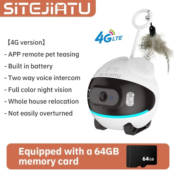 2.4G Wi-Fi Pet Camera, 4G SIM Supported, Two-Way Audio, Mobile Monitoring, 64GB Storage & Cloud, Full-Color for Pet/Elderly/Child