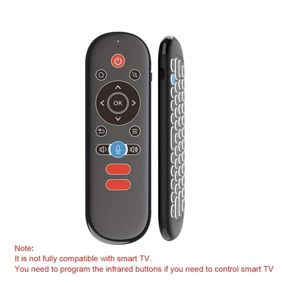 2.4G Wireless Air Mouse Remote Control with Mini Keyboard, Backlight, 6-Axis Gyroscope, Voice Search, IR Learning, Perfect for Android TV Box, Projector, PS3, PC,etc.! No Support for Smart TV