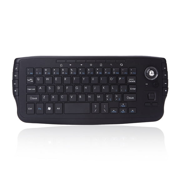 2.4G Wireless Ergonomic Mini Keyboard Gaming Keyboard with 15 Multimedia Keys and Trackball
