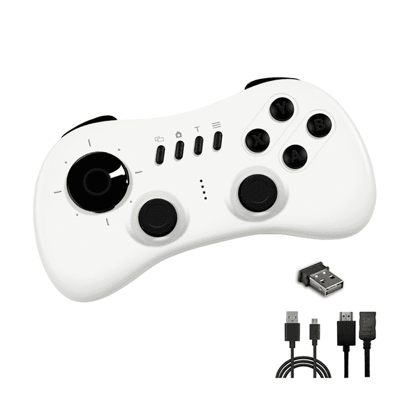 2.4G Wireless Fighting Retro Game Controller, Rocker Control, Compatible with Mobile Phone/Tablet, Smart TV, Laptop, Desktop Computer, TV Box, White