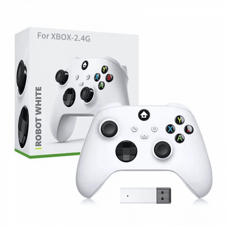 Wireless Game Controller for Xbox one Series X/S Console Joysticks with 2.4G Adapter Receiver for Windows PC Gamepad-White