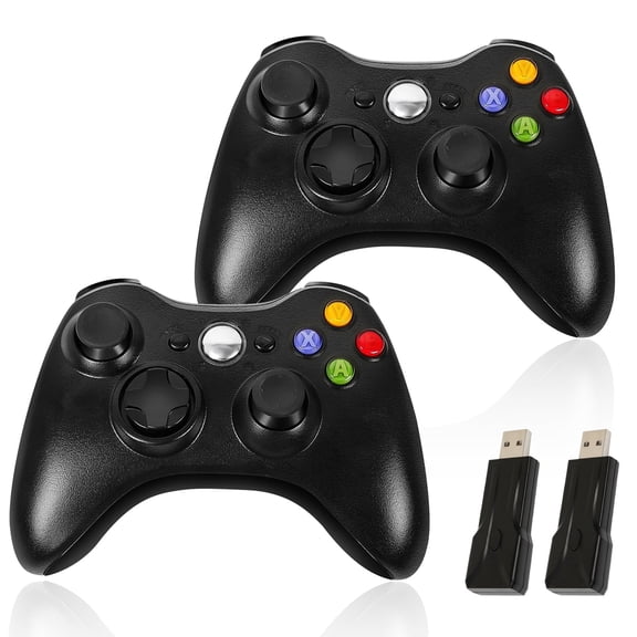 Bonadget Replacement for Xbox 360 Controller, Wireless Controllers Gamepad Upgraded Joystick Compatible with 360 & Slim, Windows 11/10/8/7 PC Controller(2-Pack)