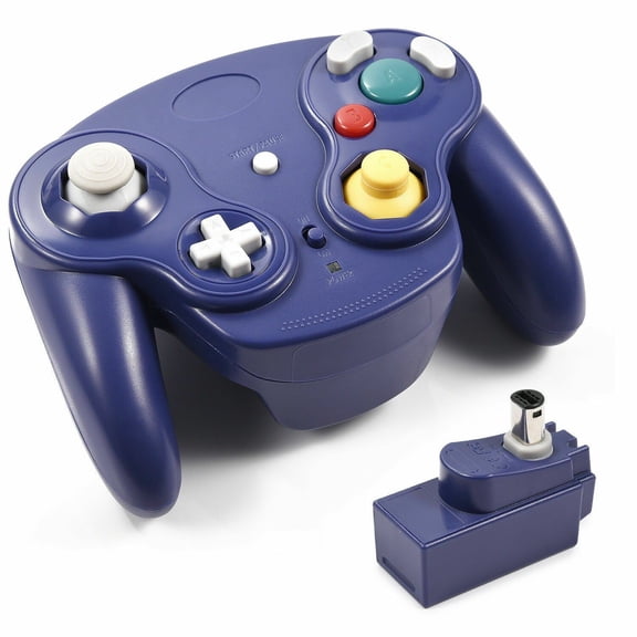 2.4G Wireless Game Controller with Receiver Adapter, Compatible with Original Nintendo GameCube Retro Classic GC NGC Gaming Consoles