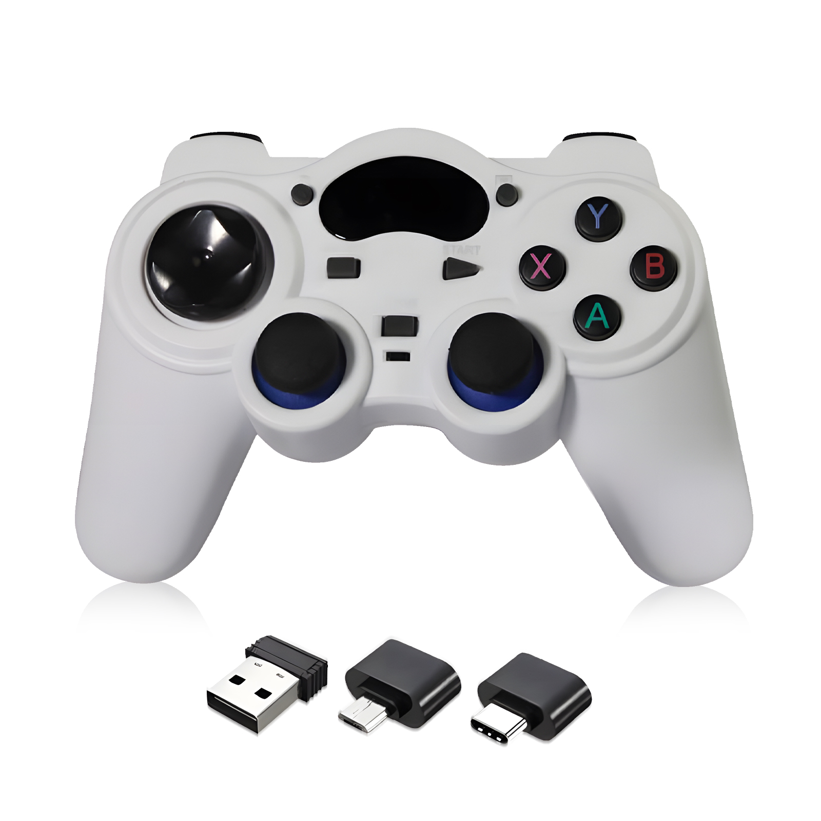 2.4G Wireless Gaming Controller,Dual Vibration Motors,Compatible with PC (Windows XP/7/8/8.1/10), Steam, PS3, Android Phones/Smart TV/TV Box(WHITE)