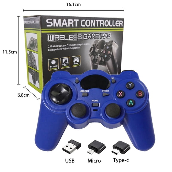 2.4G Wireless Gaming Gamepad, USB Joystick for PC Windows Steam Android TV Laptop, Blue, 1pc