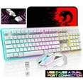 thumbnail image 1 of 2.4G Wireless Gaming Keyboard and Mouse,Type C/USB Dual Receiver,RGB LED Backlit,Rechargeable 4200mAh,Full Size Mechanical Feel,Silent Mice,Mouse Pad for PC,Laptop,Smartphone,PS4,PS5,Xbox(White), 1 of 9