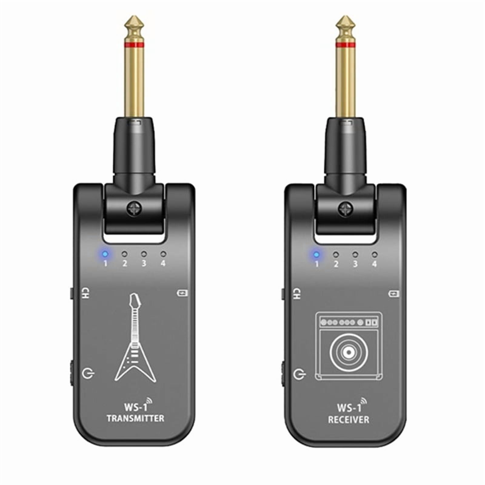 2.4G Wireless Guitar Transmitter Receiver Guitar System 48K/24bit Real-Time Transmission Rotatable Plug for Guitars