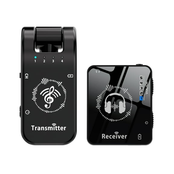 2.4G Wireless In-Ear Monitor System 282 Rotate Transmitter Portable Collar Clip Receiver Rechargeable Automatic Pairing Low Latency 131ft Effective Distance