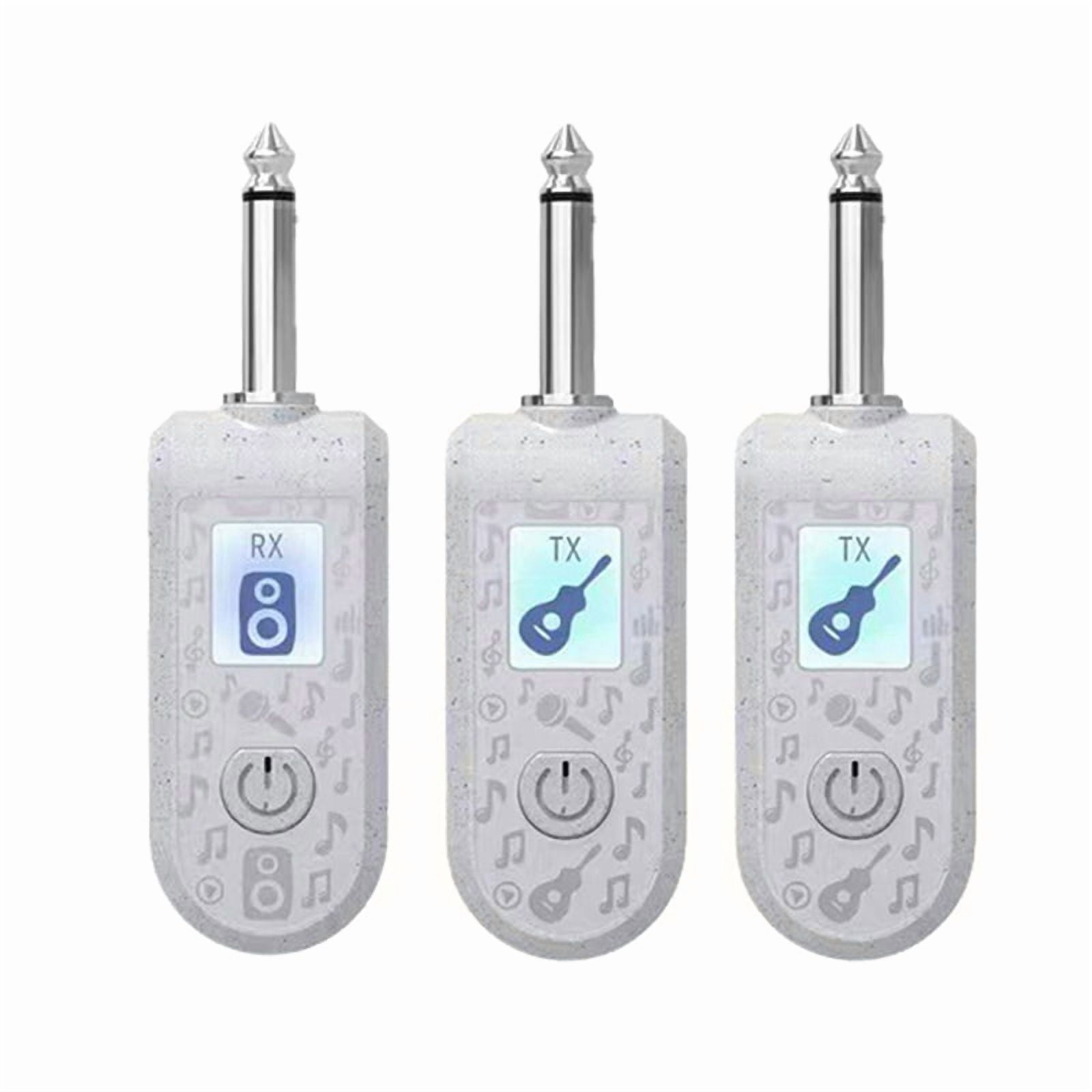 2.4G Wireless Instrument Pickup Guitar Transmitter Receiver Plug Play for 6.35mm Audio Interface Electric Instruments A,1 x Receiver 2 x Transmitter 1 x Charging Cable,White