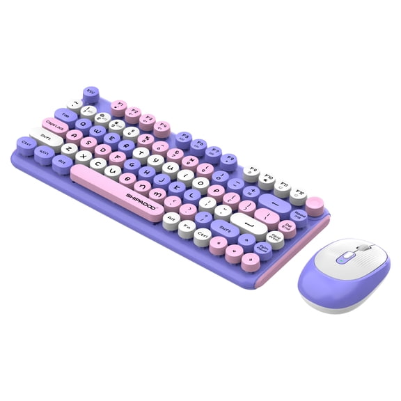 2.4G Wireless Keyboard&Mouse Combo Silent Round keycap Keyboard  Bluetooth rechargeable Computer Laptop 3 Steps 2400 DPI