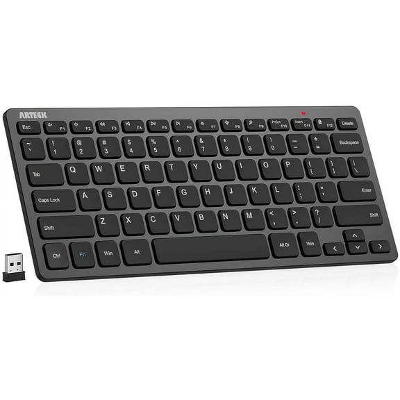 2.4G Wireless Keyboard Ultra Slim and Compact Keyboard with Media Hotkeys for Computer Desktop PC Laptop Surface Smart TV and Windows 11/10/8/7, Black