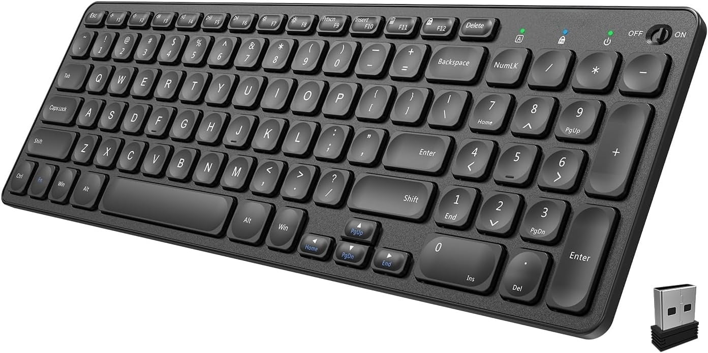 Hot Key Computer Device 2.4G Wireless Keyboard Ultra Slim Full Size Keyboard with Numeric ...