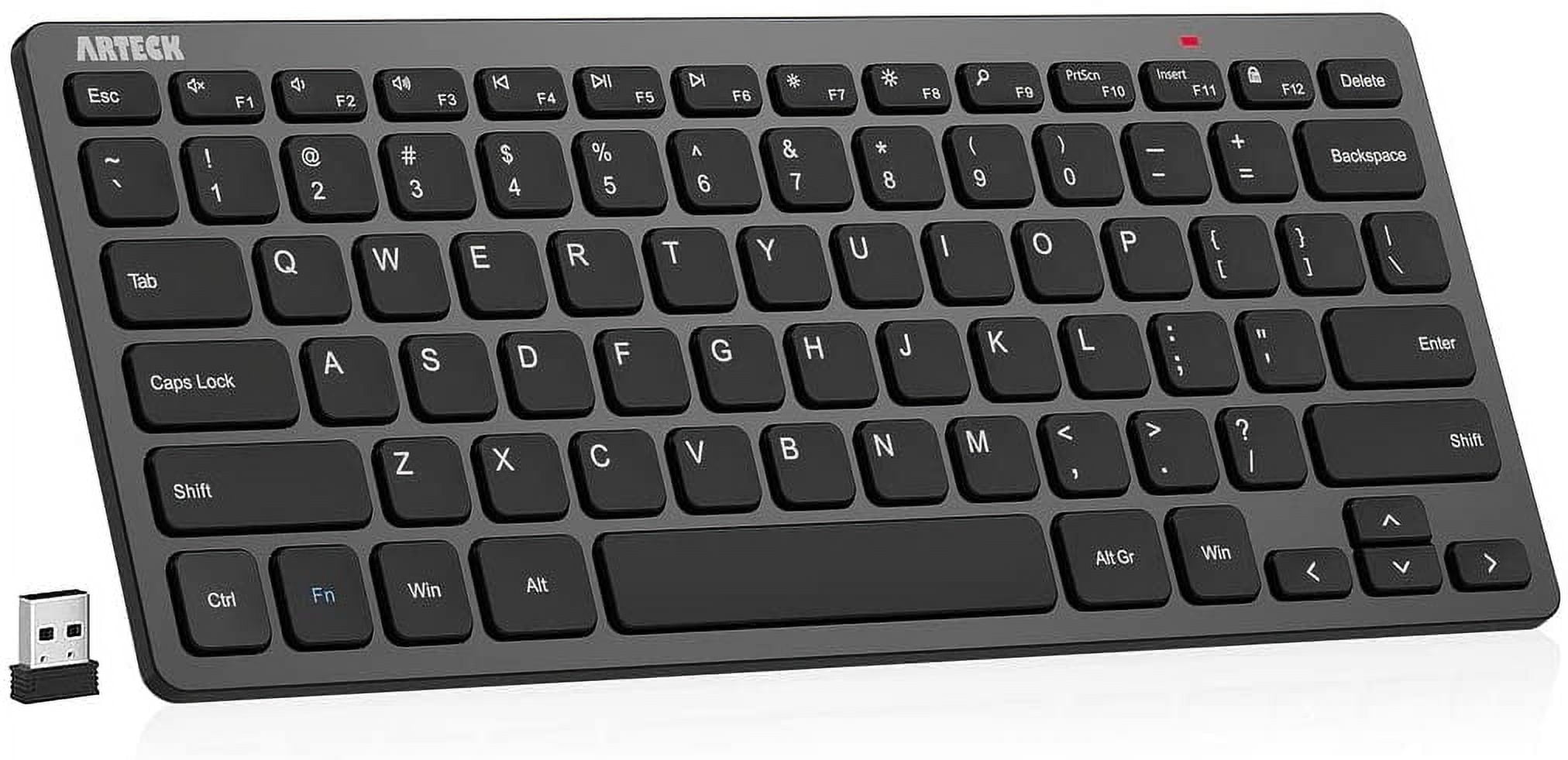 2.4G Wireless Keyboard Ultra Slim and Compact with Media Hotkeys for Computer Desktop PC Laptop Surface Smart TV Windows 11/10/8/7, Black