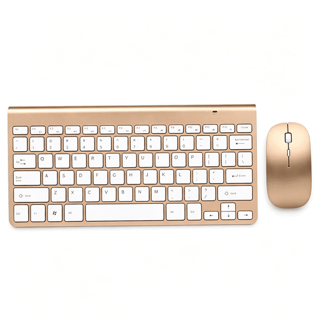 Programable Keyboard All Key Programable 2.4G Wireless Keyboard and Mouse Combo, Gold, 78-Key Slim Keyboard with ...