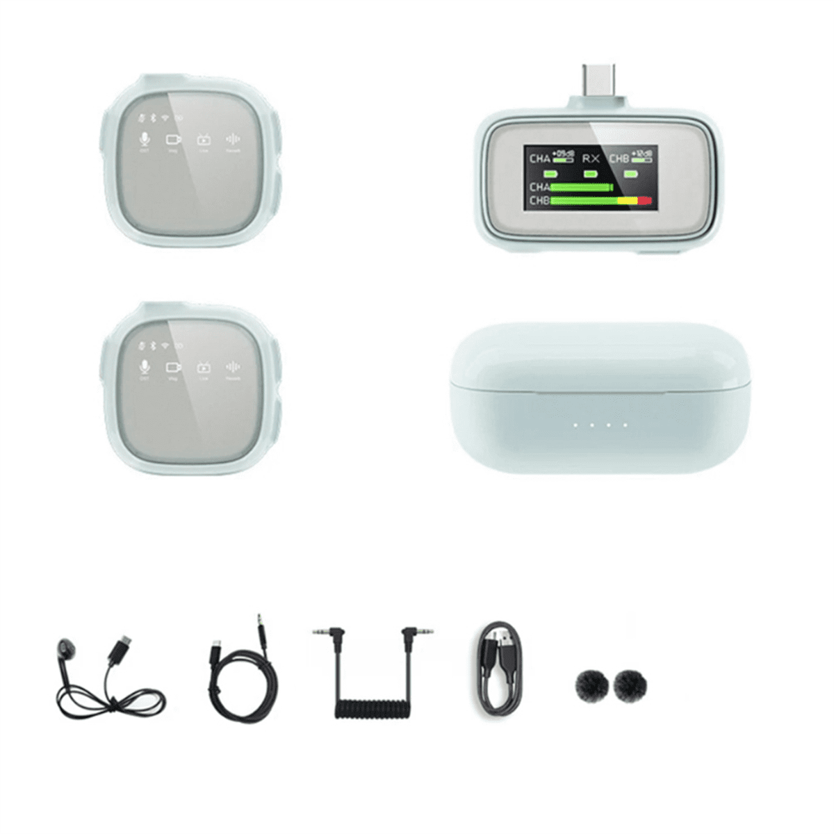 2.4G Wireless Lavalier Microphone Noise Reduction Mobile Phone Two-Way Live Broadcast Recording Microphone,B