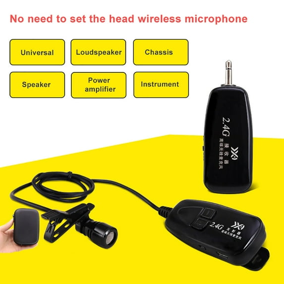 2.4G Wireless Microphone Automatch Condenser Headset with Metal Collar Clip Mic