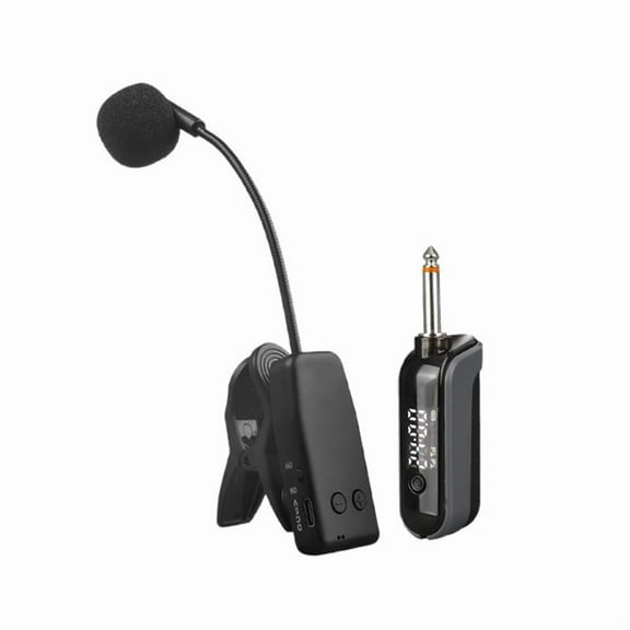 2.4G Wireless Microphone Bluetooth Digital Display Plug and Play for Stage Performance Erhu Flute Saxophone Violin,1 * Transmitter 1 * Microphone 1 * Data cable 1 * 3.5mm adapter,Black