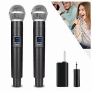 2.4 G ميكروفون لاسلكي، ميكروفونات مزدوجة للكاريوكي، ميكروفون ديناميكي لاسلكي مع جهاز استقبال قابل لإعادة الشحن، التوصيل والتشغيل، مناسب للكلام، الزفاف، الكنيسة، نظام PA